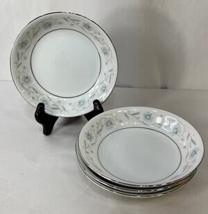 Garden Platinum FINE CHINA OF JAPAN Fruit/Dessert/Sauce Bowl Lot of 4 VTG 5 1/2"